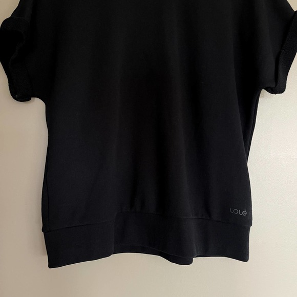 Lole Agda Short Sleeve Tee Black Size Large Sweatshirt Terry Material Athleisure - Picture 8 of 16
